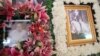 Portraits of Bernard Krisher, founder of The Cambodia Daily, are on display at his funeral ceremony in Phnom Penh, Cambodia, March 19, 2019. (Kann Vicheika/VOA Khmer)