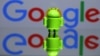 Cetakan 3 Dimensi Maskot Android, Bugdroid di depan logo Google. (Foto: Ilustrasi)
