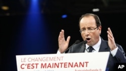 Kandidat partai Sosialis, Francois Hollande diperkirakan akan mengalahkan Presiden Sarkozy dalam pilpres babak kedua Perancis (foto: dok).
