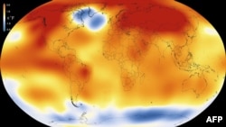 This illustration obtained from NASA on January 20, 2016 shows that 2015 was the warmest year since modern record-keeping began in 1880, according to a new analysis by NASA’s Goddard Institute for Space Studies. 