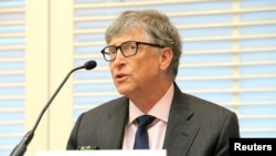 Bill Gates lors d'une conférence sur les maladies tropicales négligées. Genève, le 18 avril 2017.