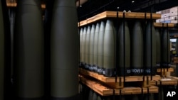 FILE - Artillery projectiles are stored at the Scranton Army Ammunition Plant in Scranton, Pennsylvania, April 13, 2023.
