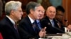 El secretario de Estado de Estados Unidos, Antony Blinken, habla durante un desayuno de trabajo con el presidente mexicano, Andrés Manuel López Obrador, y el canciller Marcelo Ebrard (no aparece en la foto) en el Palacio Nacional en la Ciudad de México, el 8 de octubre de 2021.