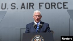 Le vice-président Mike Pence donne un discours à Tbilisi, en Georgie, le 1er août 2017.