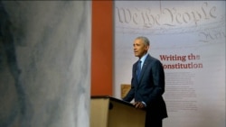 FILE - In this image from video, former President Barack Obama delivers a speech, taped in Philadelphia, during the third night of the Democratic National Convention, Aug. 19, 2020.