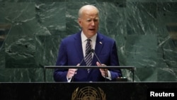 美国总统拜登2023年9月19日在纽约联合国大会上发表讲话。（路透社）