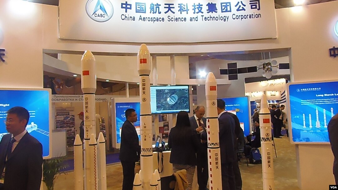 去年莫斯科航展上展出的中國運載火箭模型。