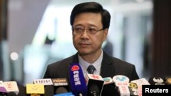 Secretary of Security John Lee Ka-Chiu announces the withdrawal of the extradition bill, in Hong Kong, China October 23, 2019. REUTERS/Ammar Awad
