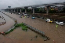 General view of flooding after heavy rain in Bekasi, near Jakarta, Indonesia, Jan. 1 2020. (Antara Foto/Saptono/via Reuters)