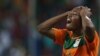 Stoppila Sunzu de la Zambie regrette après avoir manqué un but lors du match du groupe C contre le Burkina Faso pour la Coupe d'Afrique des nations, au Mbombela Stadium, à Nelspruit, Afrique du Sud, le 29 janvier 2013. 