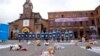 Juguetes en la plaza, 20 de julio, donde fueron colocados por personas que protestaban contra la violencia contra los niños en Bogotá, Colombia, el 22 de noviembre de 2022.