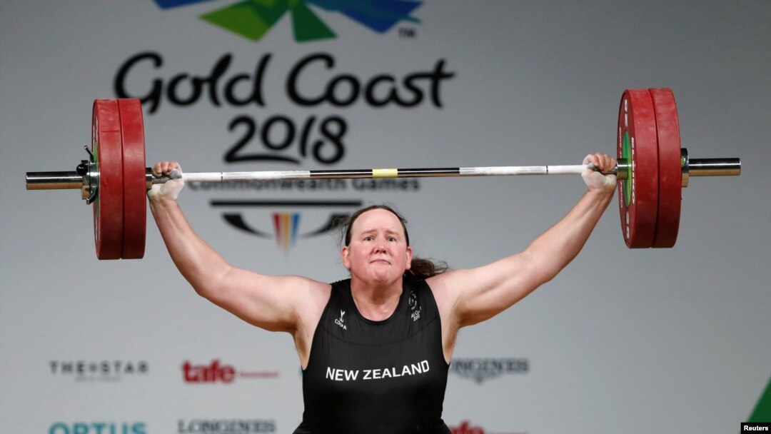 FILE - Weightlifter Laurel Hubbard of New Zealand competes at the Gold Coast 2018 Commonwealth Games, in Gold Coast, Australia, April 9, 2018.