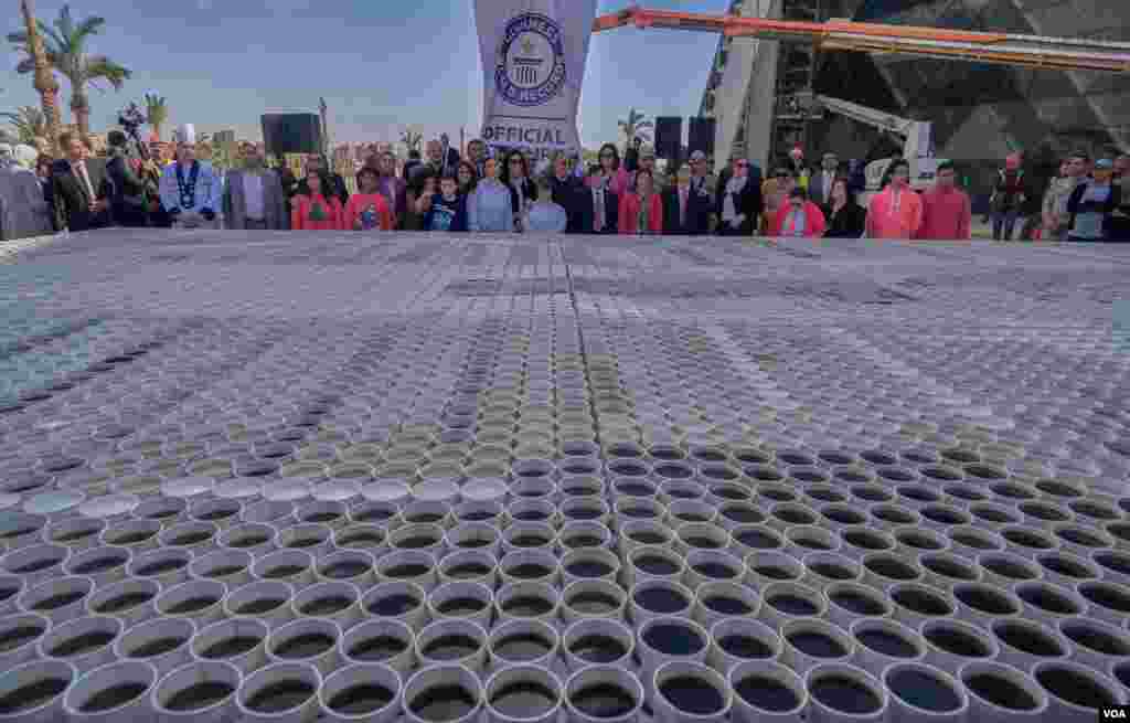 Coffee was chosen for the mosaic because it is a welcoming drink in Egypt, and to anticipate the opening of the Grand Egyptian Museum by the end of 2020. (H. Elrasam/VOA)