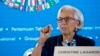 FILE - Managing Director of International Monetary Fund (IMF) Christine Lagarde talks during a press conference ahead of the annual meetings of the IMF and World Bank in Bali, Indonesia, Oct. 11, 2018. 