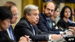 UN Secretary-General Antonio Guterres delivers a speech before the United Nations Conference on Disarmament on Feb. 25, 2019 in Geneva. 