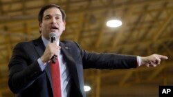 Republican presidential candidate, Senator Marco Rubio, speaks to supporters at a campaign rally in Miami, Florida, March 1, 2016.
