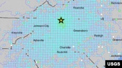 Mapa localizador de terremotos en Sparta, Carolina del Norte, 9 de agosto de 2020. [Crédito: USGS]