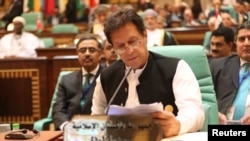 FILE - Pakistani Prime Minister Imran Khan attends an Organization of Islamic Cooperation summit in Mecca, Saudi Arabia, June 1, 2019.