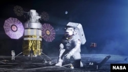 This artist concept shows an image of an early Artemis expedition on the lunar surface. (NASA)