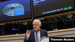Josep Borrell, Alto Representante de la Unión Europea para Asuntos Exteriores y Política de Seguridad, debate temas de actualidad en asuntos exteriores, en Bruselas, el 15 de septiembre de 2020.