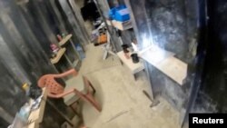 A photo taken from video provided by Israel Defense Forces on Oct. 5, 2024, shows what the military says is an area inside a Hezbollah tunnel in a location given as southern Lebanon.