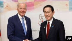 AQSh Prezidenti Jo Bayden va Yaponiya Bosh vaziri Fumio Kishida. Xirosima, Yaponiya, 18-may, 2023, 