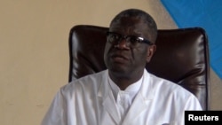 Denis Mukwege, a gynaecologist treating victims of sexual violence, addresses a news conference after he won the 2018 Nobel Peace Prize, at the Panzi Hospital in Bukavu, South Kivu Province, Democratic Republic of Congo, Oct. 5, 2018.
