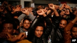 Para pencari suaka memprotes rencana deportasi di Tel Aviv, Israel, 24 Februari 2018.
