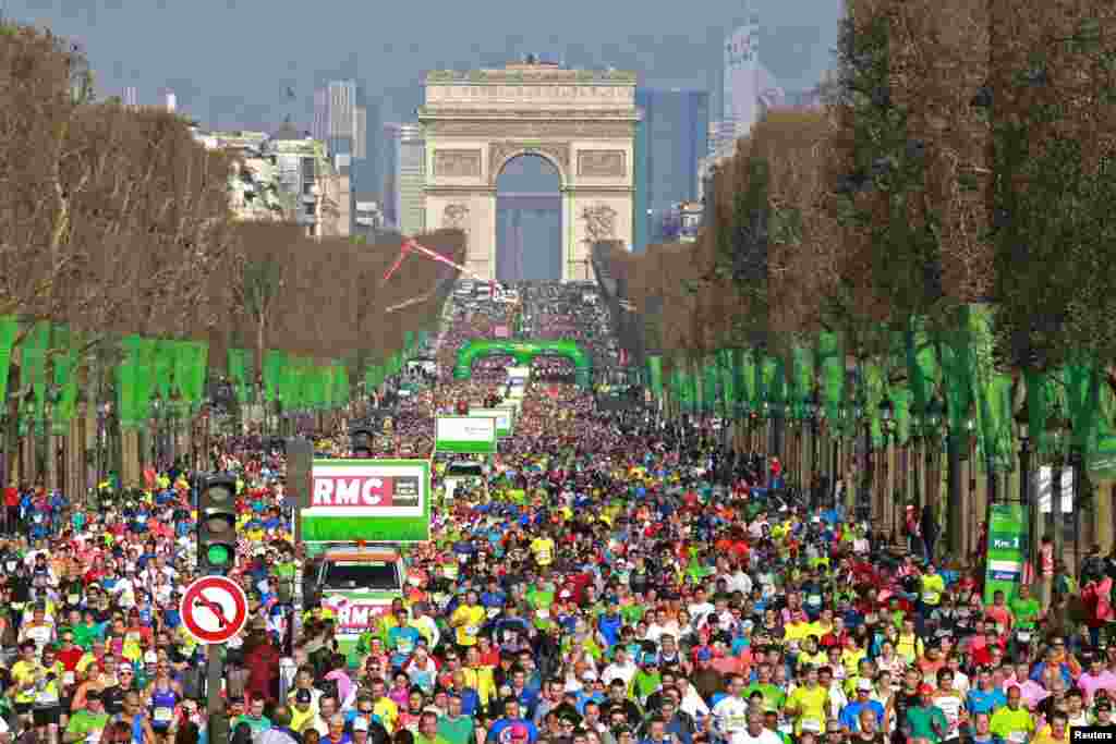 2016年4月3日,巴黎凯旋门下,爱丽舍大道的长跑者