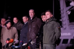 Ukrainian President Volodymyr Zelenskiy visits the port of Ochakiv, Nov. 20, 2019, to see the three Ukraine's naval ships, captured in the Kerch Strait in Nov. 2018 and then returned by Russia.