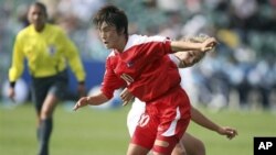 지난 2008년 뉴질랜드에서 열린 17세이하 여자월드컵 결승전에 출전한 북한 선수. (자료사진)