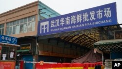 ARCHIVO - El mercado mayorista de mariscos Huanan en Wuhan, en la provincia central china de Hubeien, en esta fotografía en el que aparece cerrado el 21 de enero de 2020.