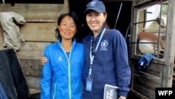 지난해 10월 세계식량계획(WFP) 관계자들이 북한 함경북도 연사군 수해지역을 방문하고 비상구호품 지원 상황을 점검했다.