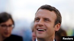 Emmanuel Macron en visite à Saint-Nazaire, à l'ouest de la France, le 31 mai 2017.