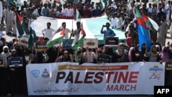 Una marcha propalestina en Lahore, Pakistán, el 12 de octubre de 2023.