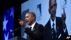 President Barack Obama speaks at the Congressional Hispanic Caucus Institute’s (CHCI) 38th Anniversary awards gala in Washington, Thursday, Oct. 8, 2015.
