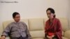 ဒီဇင်ဘာလ ၇ ရက် နေပြည်တော်- ဒေါ်အောင်ဆန်းစုကြည်ကို ဝန်ကြီးဦးအောင်မင်း လာရောက်တွေ့ဆုံစဉ် 