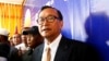 Cambodia National Rescue Party President Sam Rainsy looks on after a press conference in his main party headquarters in Phnom Penh, Cambodia, July 29, 2013.