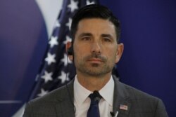FILE - Acting Homeland Security Secretary Chad Wolf is pictured during a news conference in Tegucigalpa, Honduras, Jan. 9, 2020.