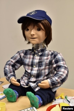 Kaspar, a child-sized humanoid robot developed at the University of Hertfordshire to interact and help improve the lives of children with autism, is seen at the University of Hertfordshire, in Stevenage, Britain, Jan. 30, 2017.