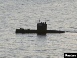 FILE - The home-made submarine "UC3 Nautilus," built by Danish inventor Peter Madsen