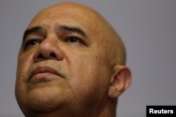 Jesus Torrealba, secretary of Venezuela's coalition of opposition parties, attends a news conference in Caracas, Venezuela Dec. 26, 2016.