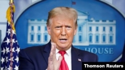El presidente de Estados Unidos, Donald Trump, da una rueda de prensa en la Casa Blanca en Washington D.C. 