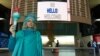 Lindley Hanlon, a film professor at CUNY, spent Monday afternoon at JFK International Airport to welcome refugees. "I'm trying to welcome people to our shores, as I've always done for 131 years,” she said, referring to Lady Liberty’s arrival in New York harbor in June of 1885. (Ramon Taylor/VOA)