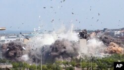 Penghancuran kantor kerja sama antar Korea di Kaesong, Korea Utara, 16 Juni 2020.