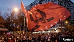 People demonstrate against presidential candidate Jair Bolsonaro in Rio de Janeiro, Brazil, Sept. 29, 2018.