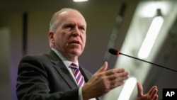 존 브레넌 미국 중앙정보국 (CIA) 국장이 16일 워싱턴의 전략국제문제연구소에서 연설하고 있다.