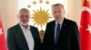 رجب طیب اردوغان، رییس جمهور ترکیه و اسماعیل هانیهِ، رهبر حماس 