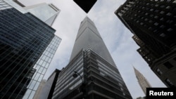 FILE - The 77 story One Vanderbilt office tower, the latest super-tall skyscraper to grace New York's iconic skyline, is open September 9, 2020, while COVID-19 keeps many offices mostly empty. (REUTERS/Mike Segar)