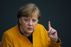 German Chancellor Angela Merkel answers questions from lawmakers at German parliament Bundestag in Berlin, March 24, 2021.